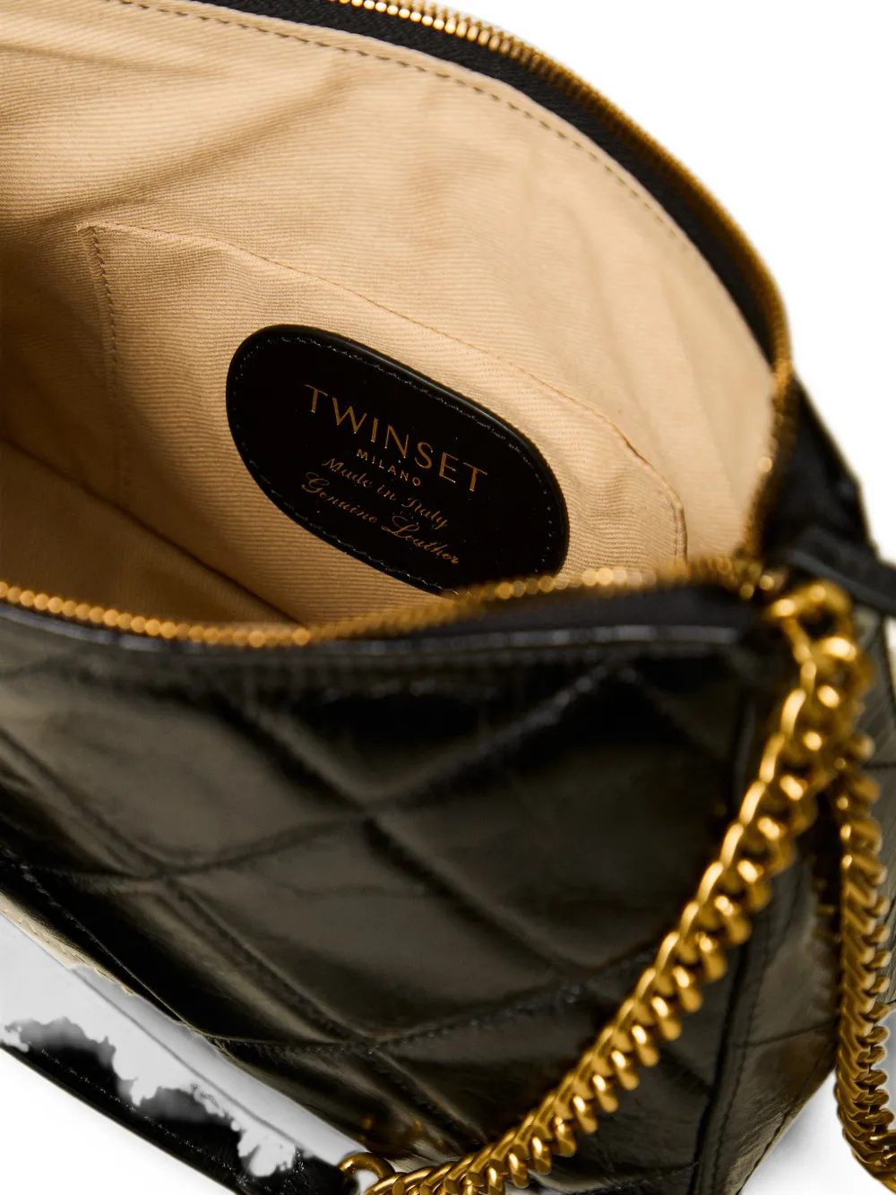 TWINSET Medium Liliane gewatteerde leren tas Zwart