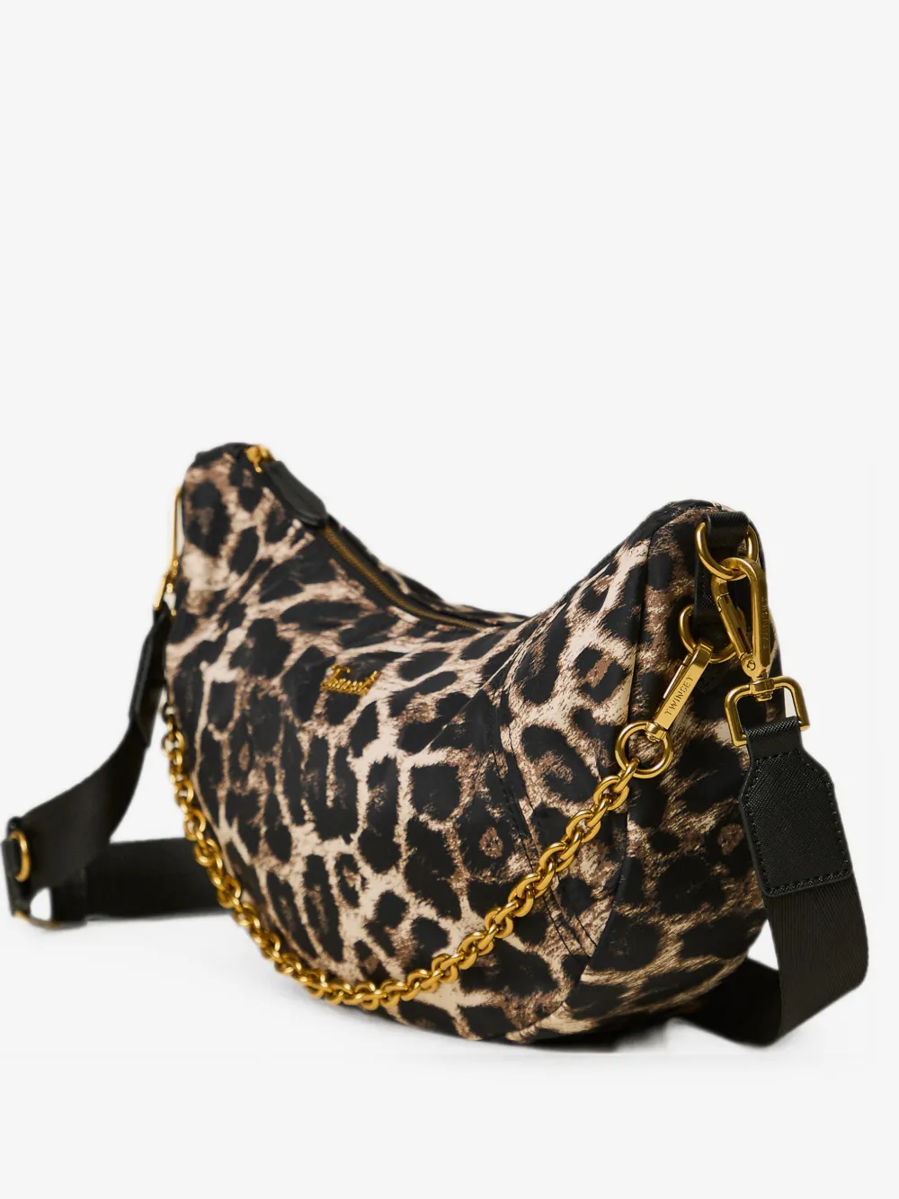 leopard-print chain-link shoulder bag