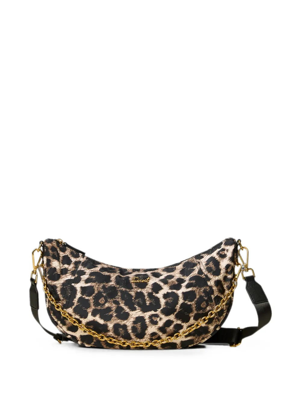 TWINSET Schoudertas met luipaardprint en schakelketting Beige