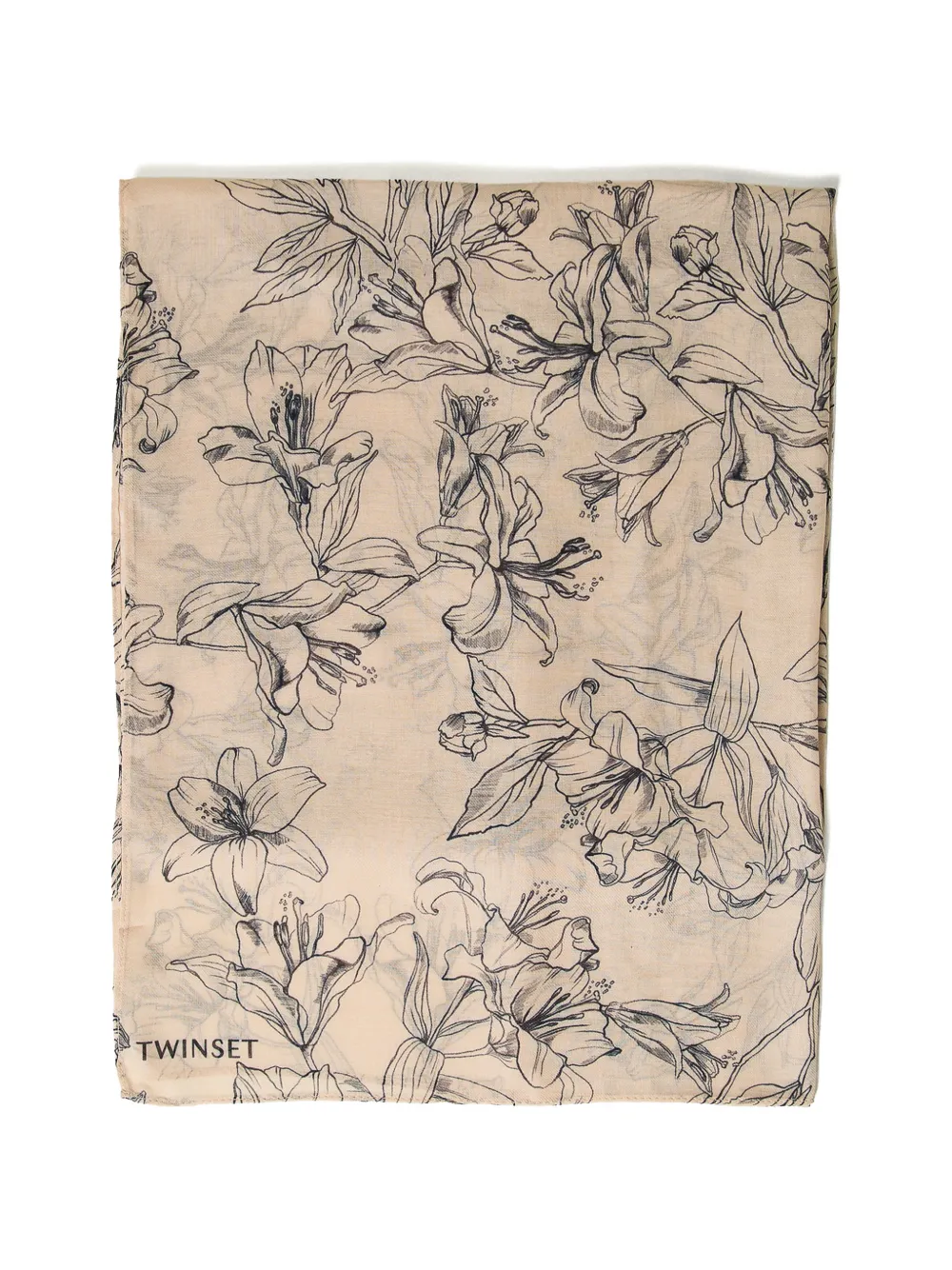 TWINSET floral-print kefiah with logo - Nude