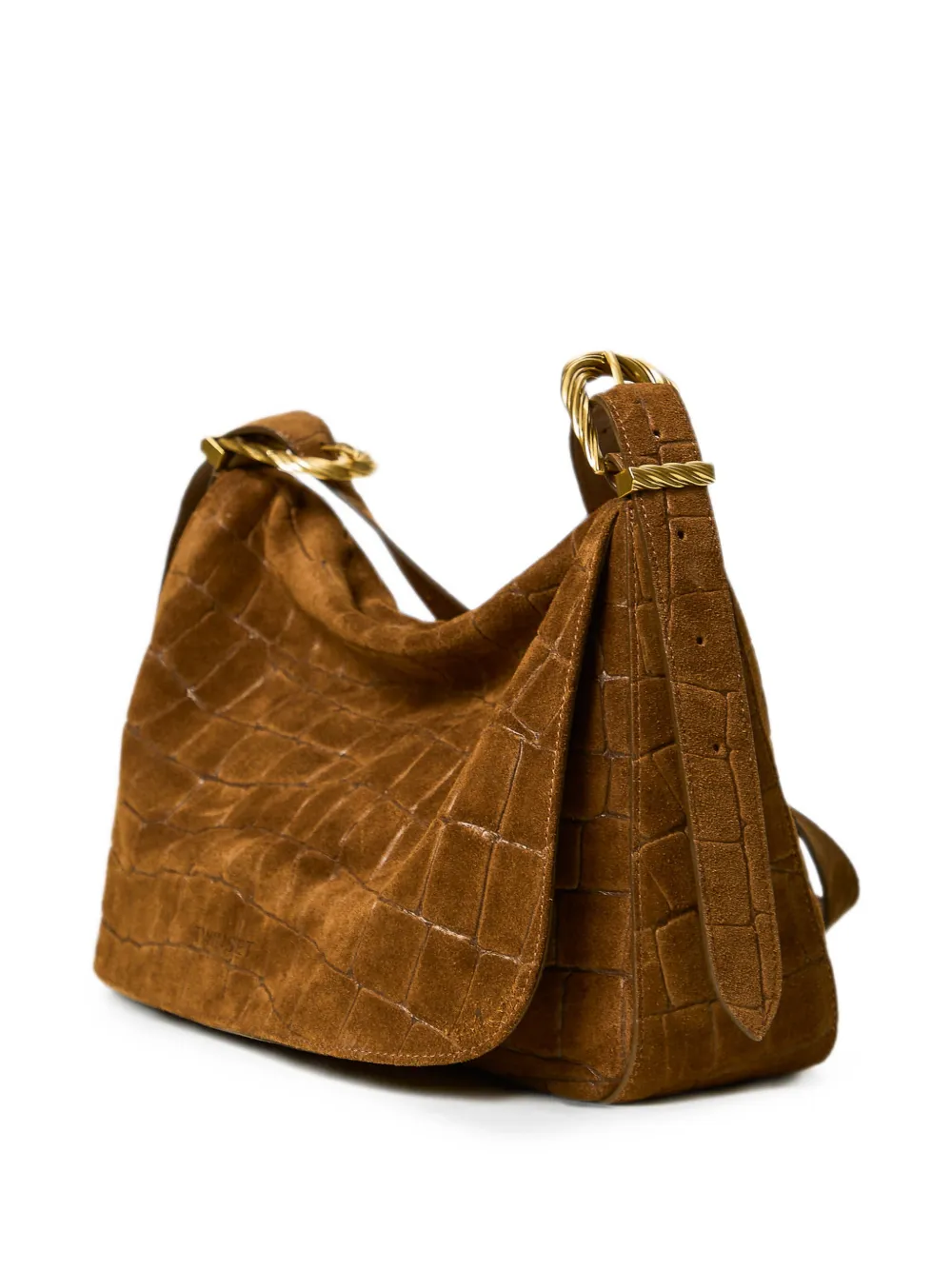 TWINSET Liliane leren shopper met krokodillen-reliëf Bruin