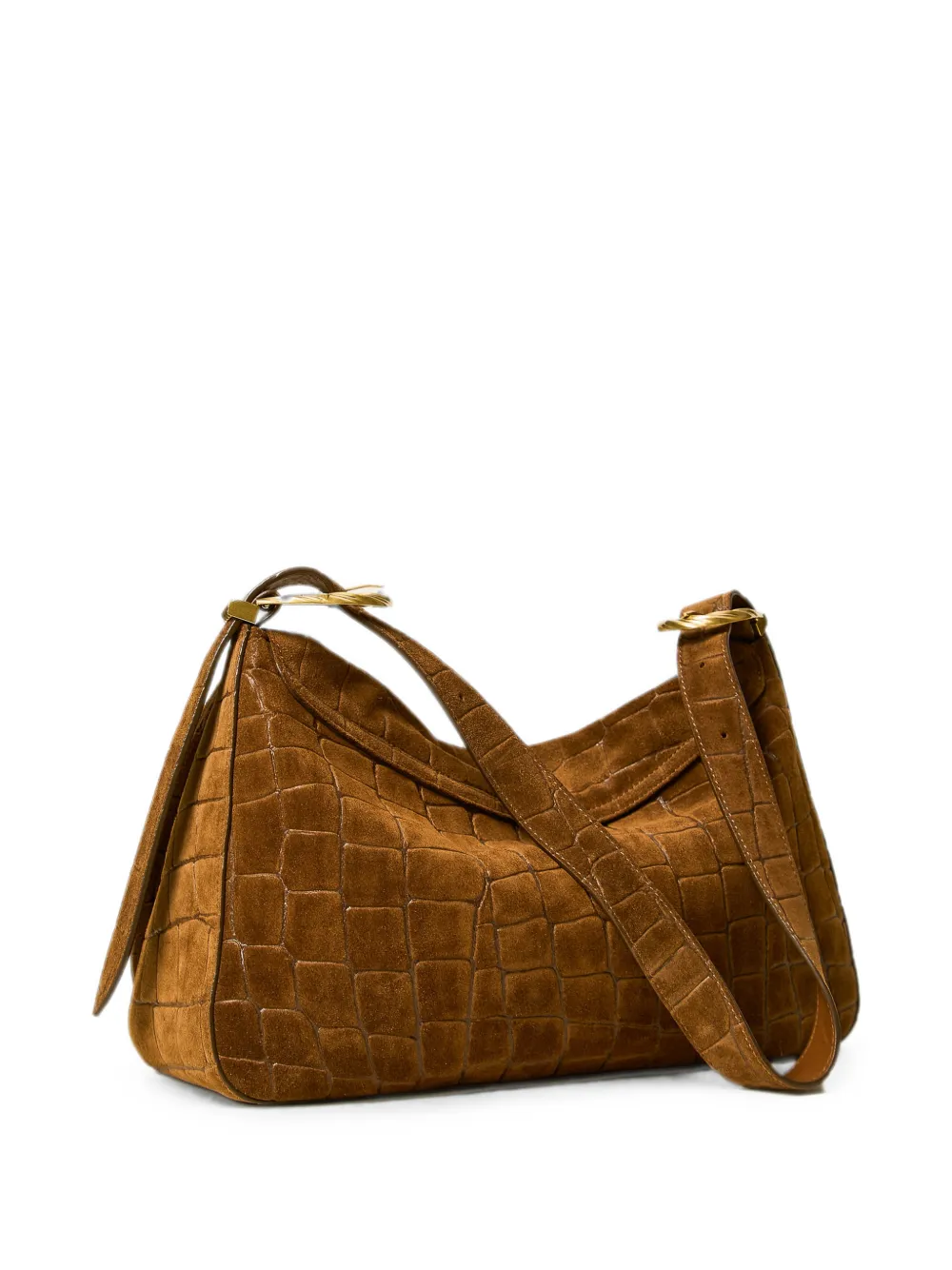 TWINSET Liliane leren shopper met krokodillen-reliëf Bruin