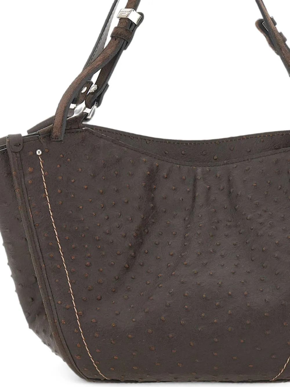 GIANNI CHIARINI Bloom leren schoudertas met struisvogeleffect Bruin