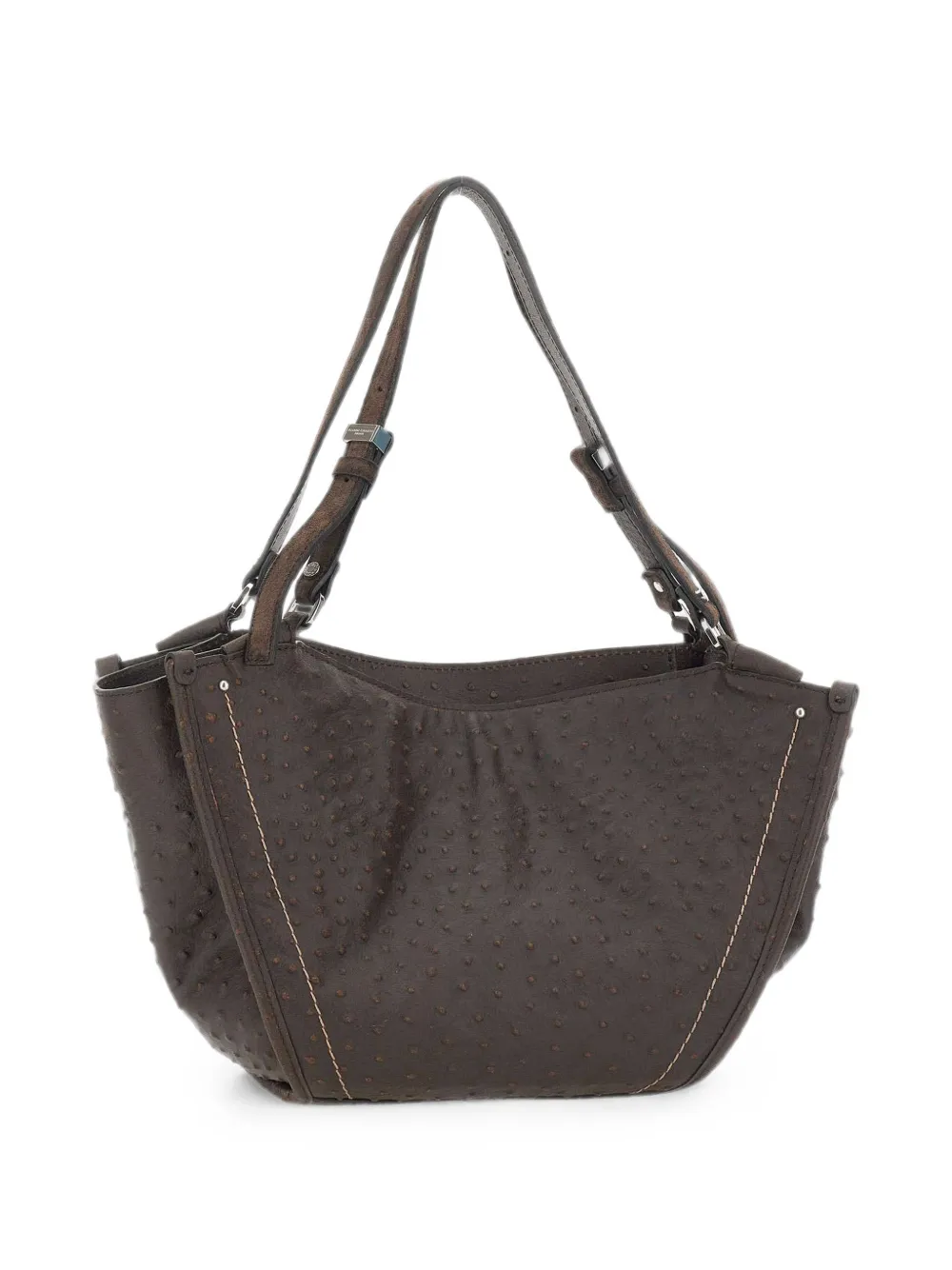 GIANNI CHIARINI Bloom leren schoudertas met struisvogeleffect Bruin