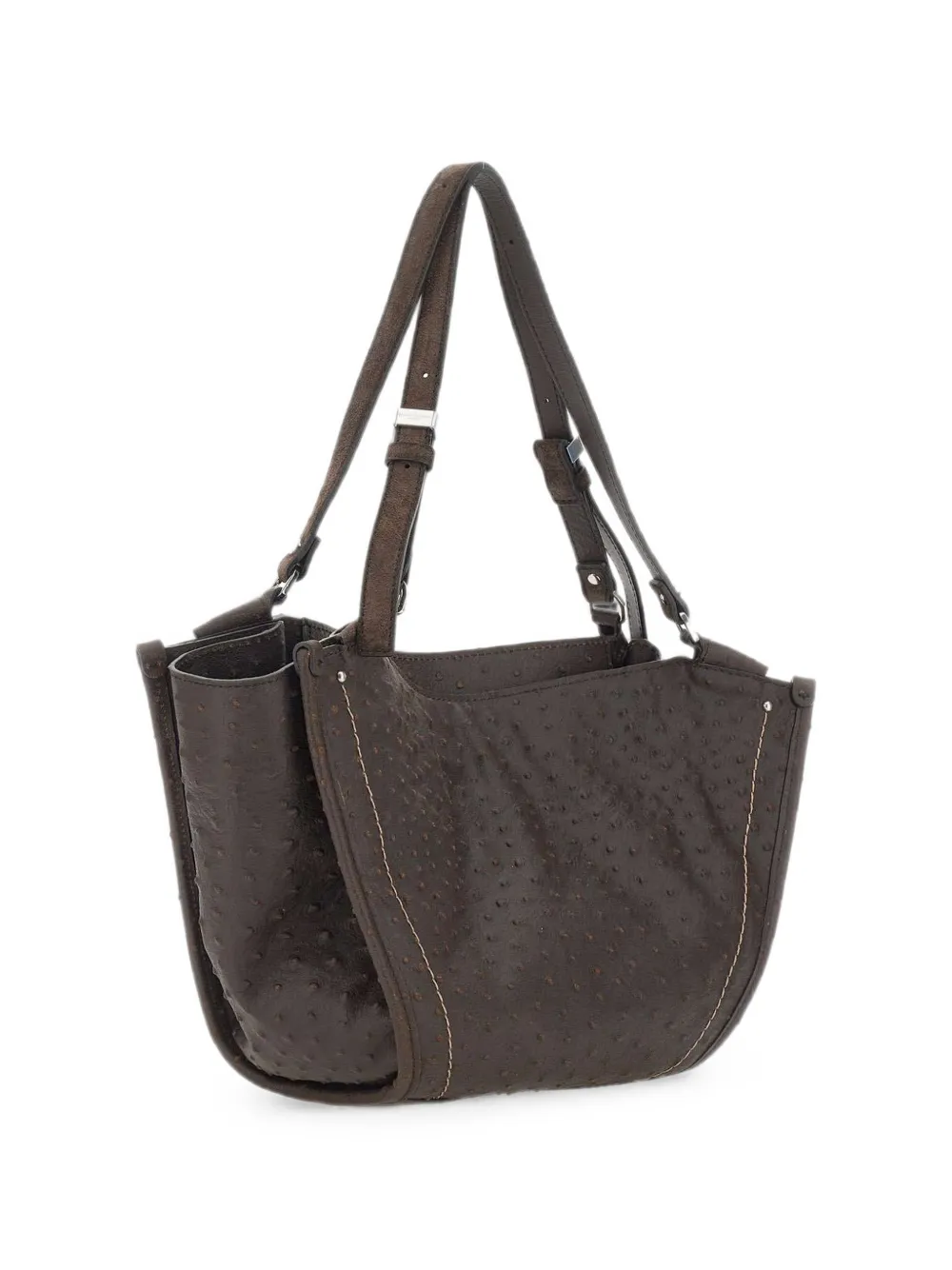 GIANNI CHIARINI Bloom leren schoudertas met struisvogeleffect Bruin