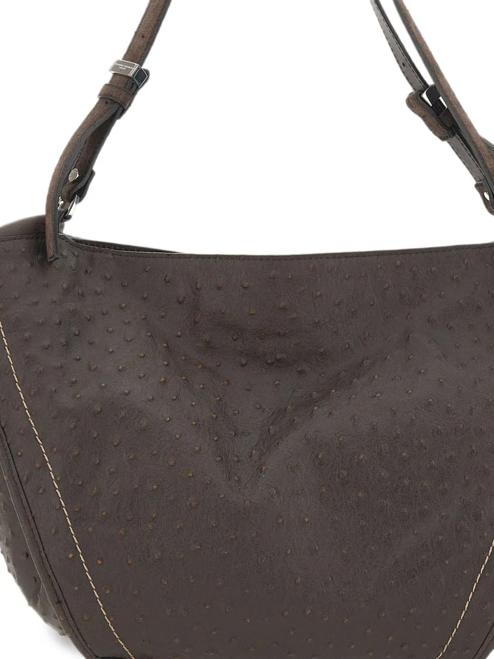 GIANNI CHIARINI Bloom leren schoudertas met struisvogeleffect Bruin