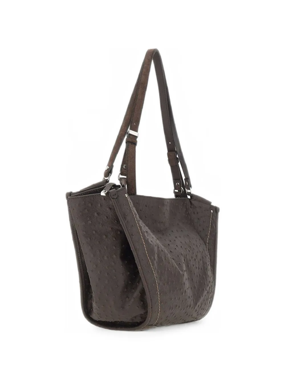 GIANNI CHIARINI Bloom leren schoudertas met struisvogeleffect Bruin
