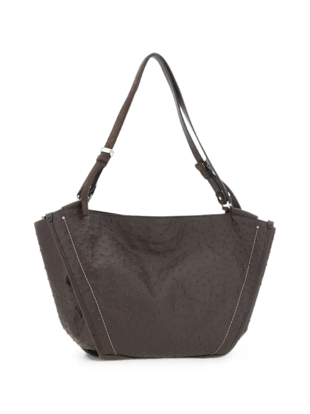 GIANNI CHIARINI Bloom leren schoudertas met struisvogeleffect Bruin