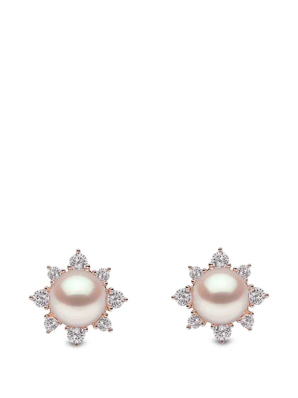 Yoko London freshwater pearl and diamond star earrings - Rosa