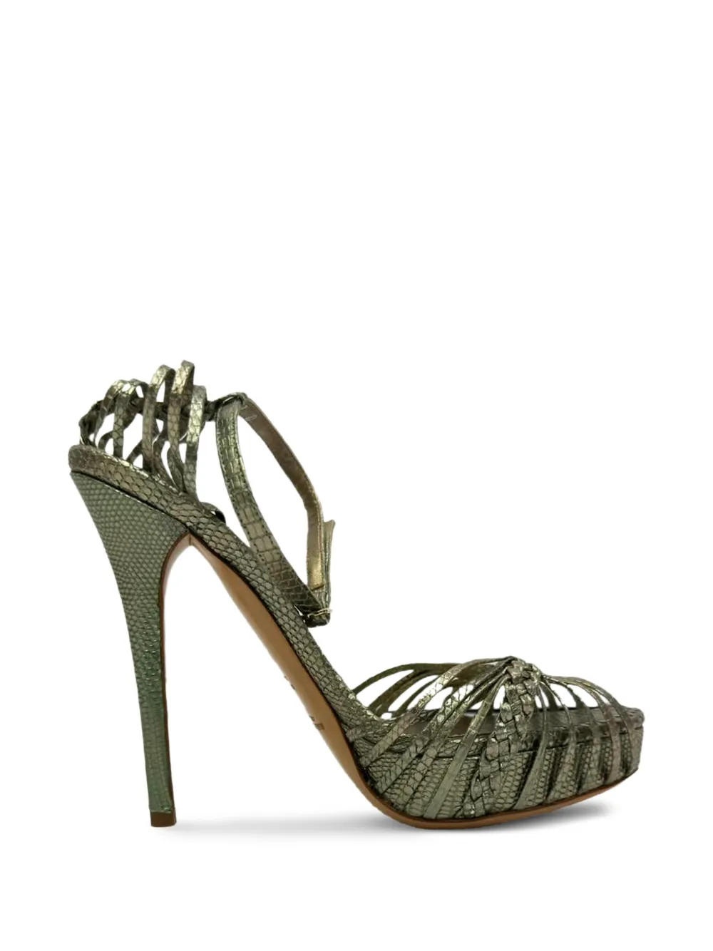 Ralph Lauren Vintage sandales à effet peau de serpent (années 2010) - Vert Ralph Lauren Vintage sandales à effet peau de serpent (années 2010) - Vert