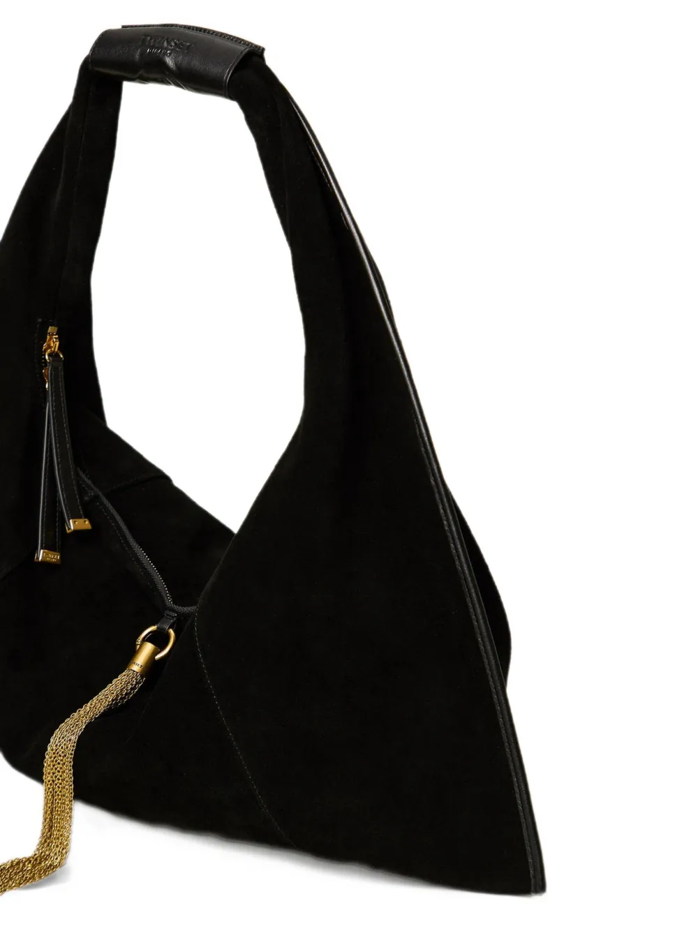 TWINSET Leren bucket-tas met kwastje en ketting Zwart