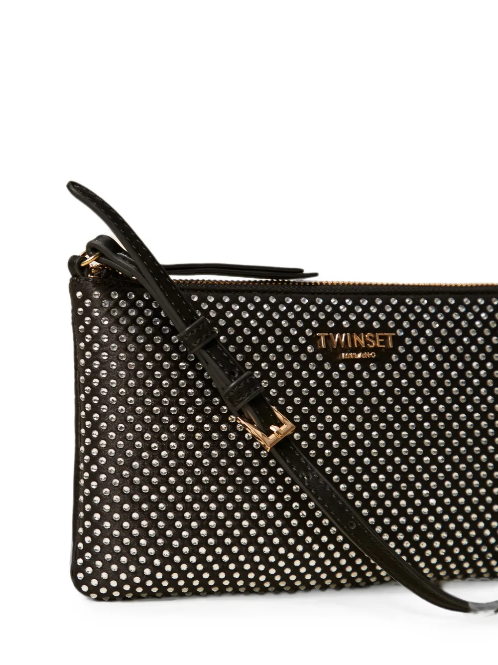 TWINSET Crossbodytas met logoplakkaat verfraaid met stras Zwart