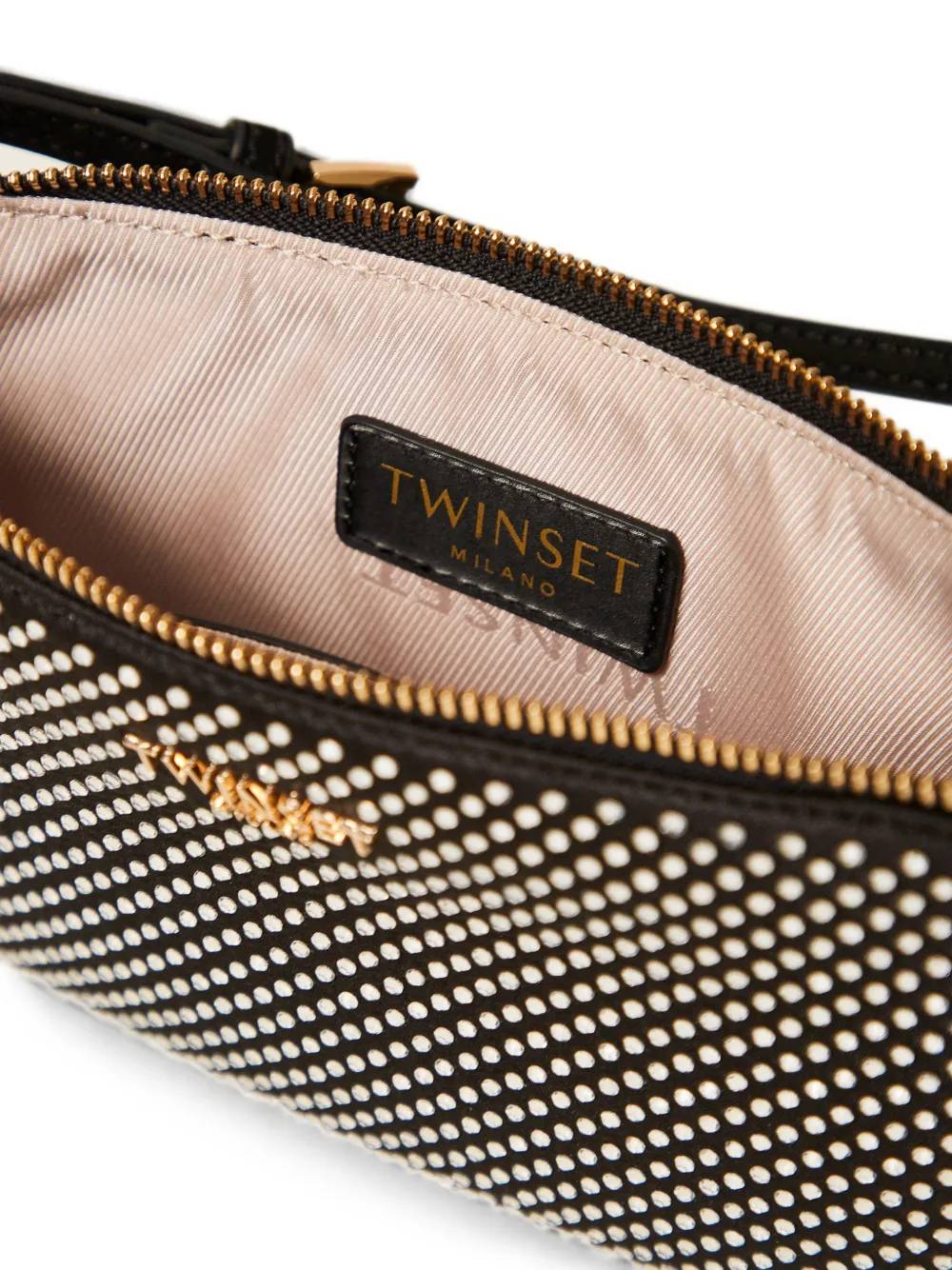 TWINSET Crossbodytas met logoplakkaat verfraaid met stras Zwart
