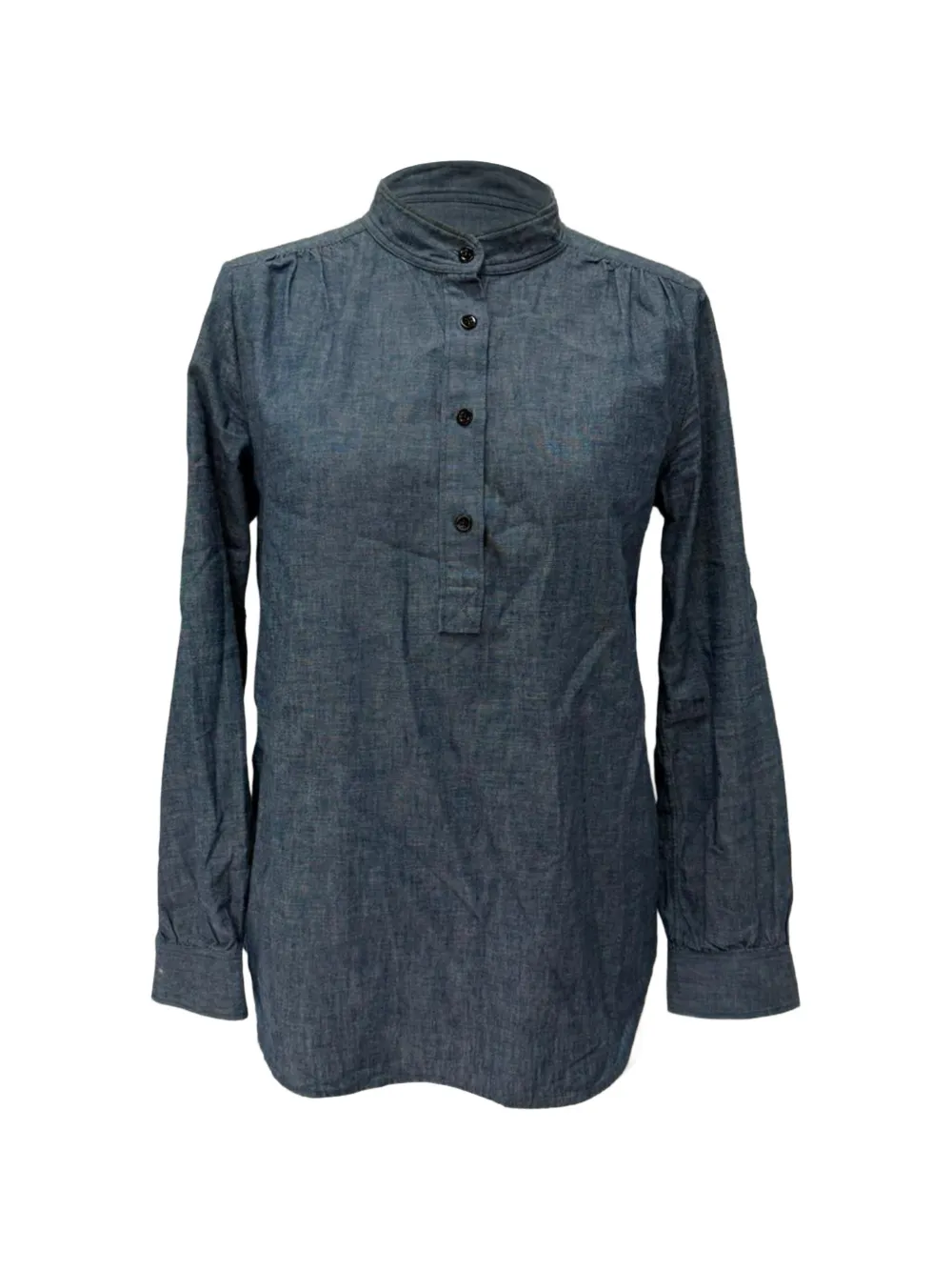 A.P.C. 2020s officer-collar gathered blouse - Blu