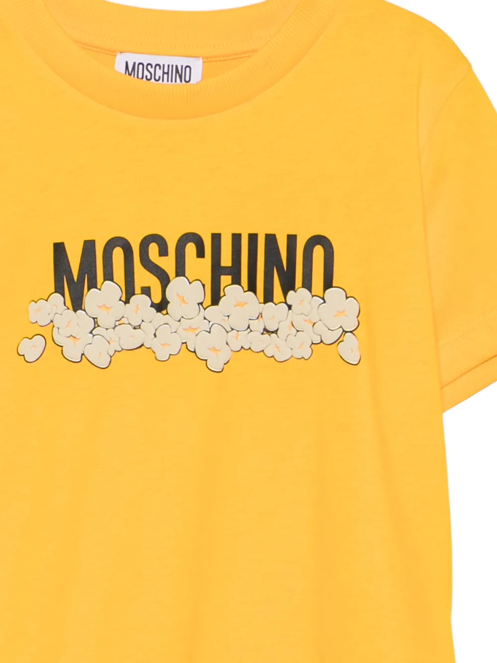 Moschino Kids T-shirt met popcorn-patroon en logoprint Geel