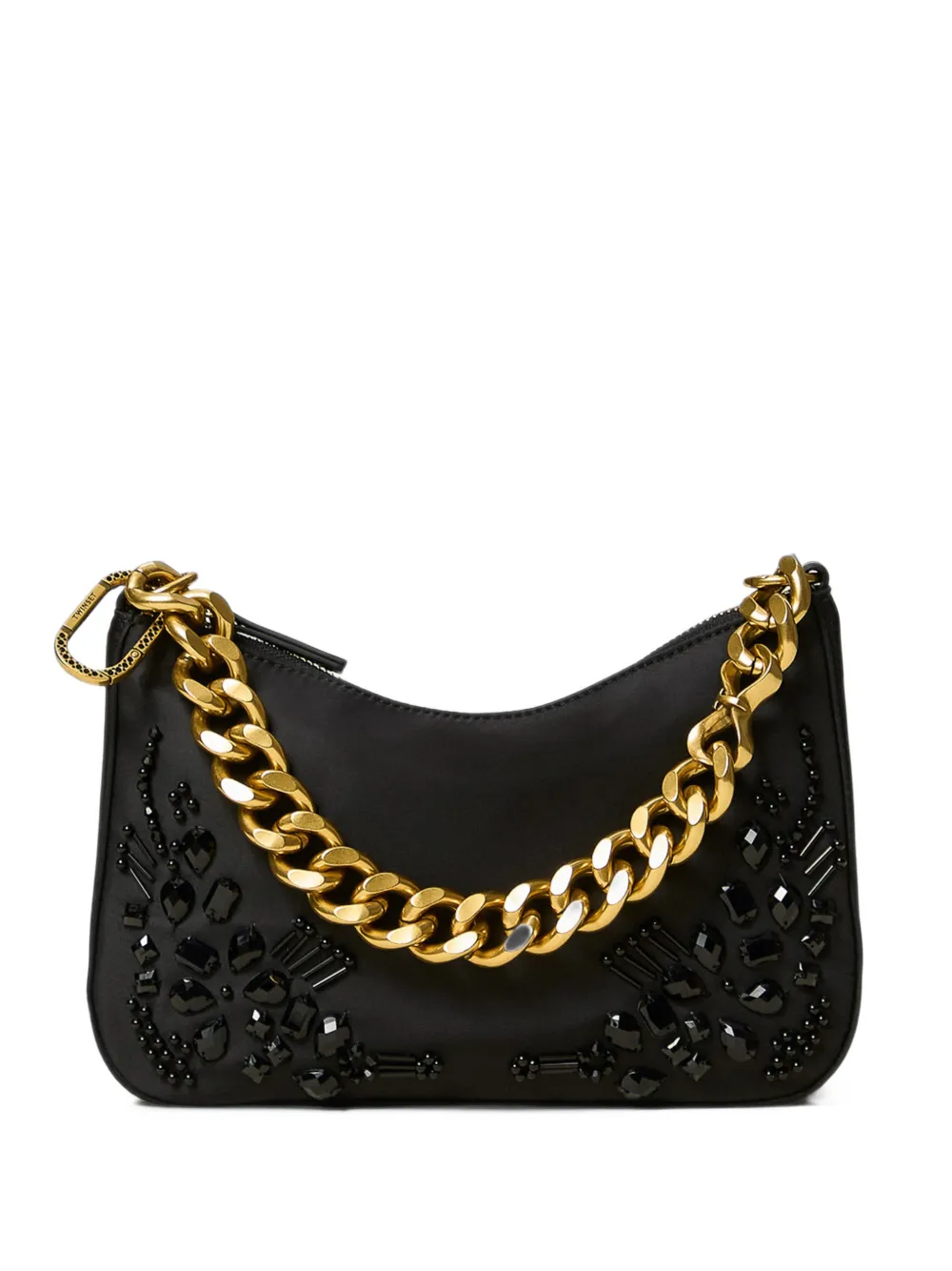 TWINSET Liliane crystal-embellished chain-link shoulder bag - Black