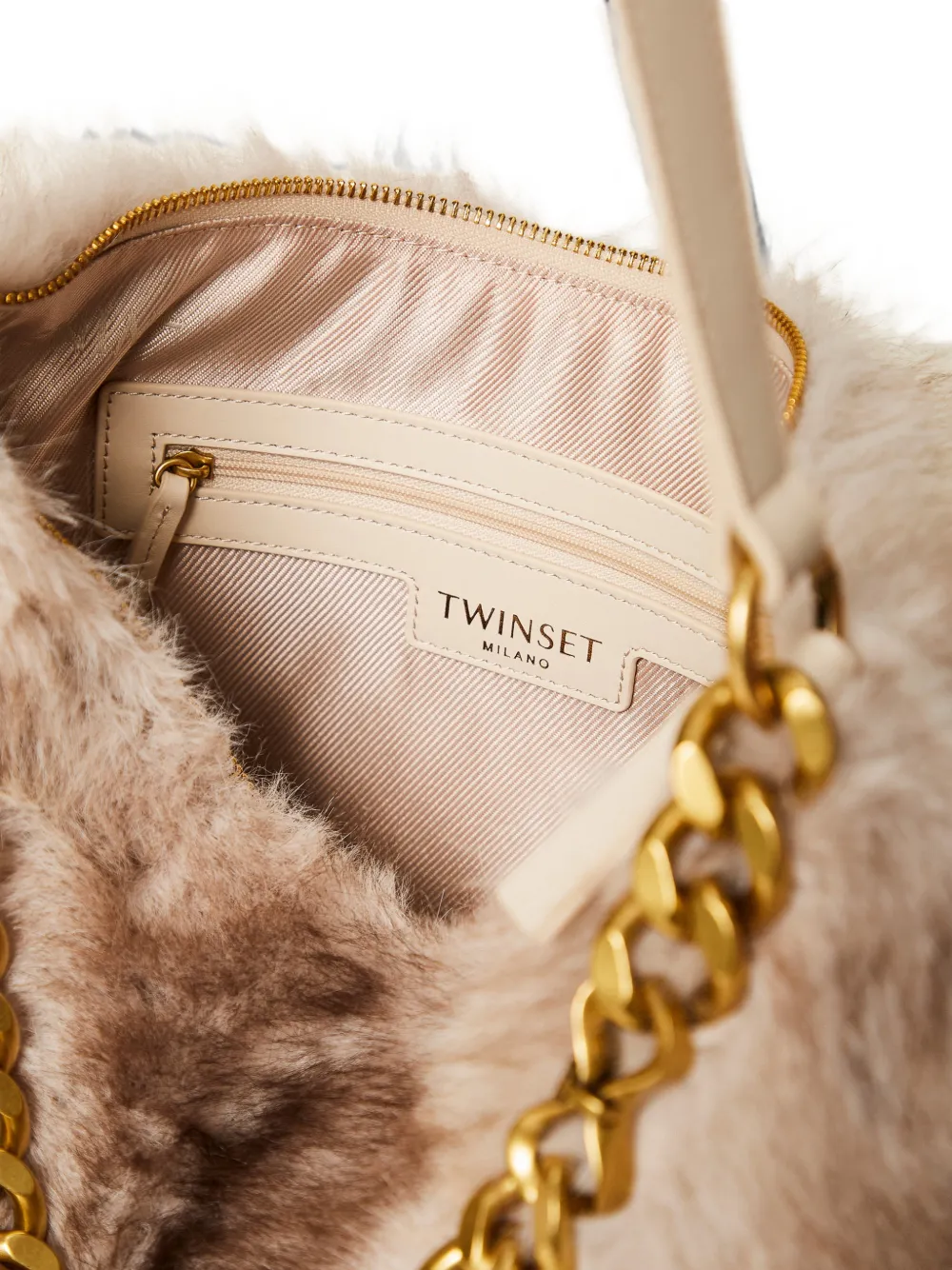 TWINSET Tas met imitatiebont Beige