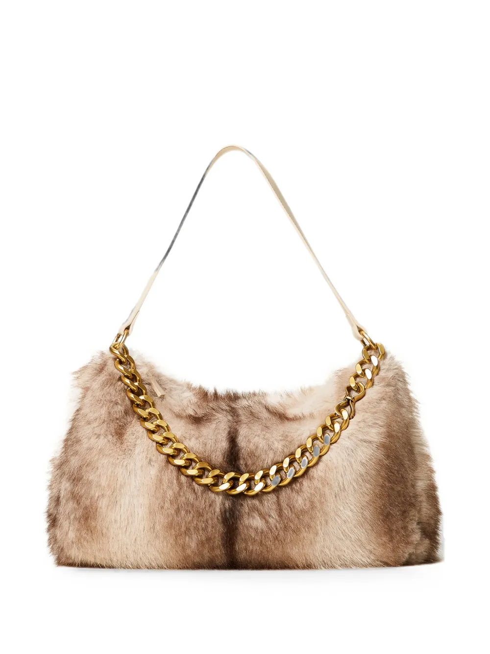 TWINSET Borsa tote in pelliccia sintetica con catena - Toni neutri