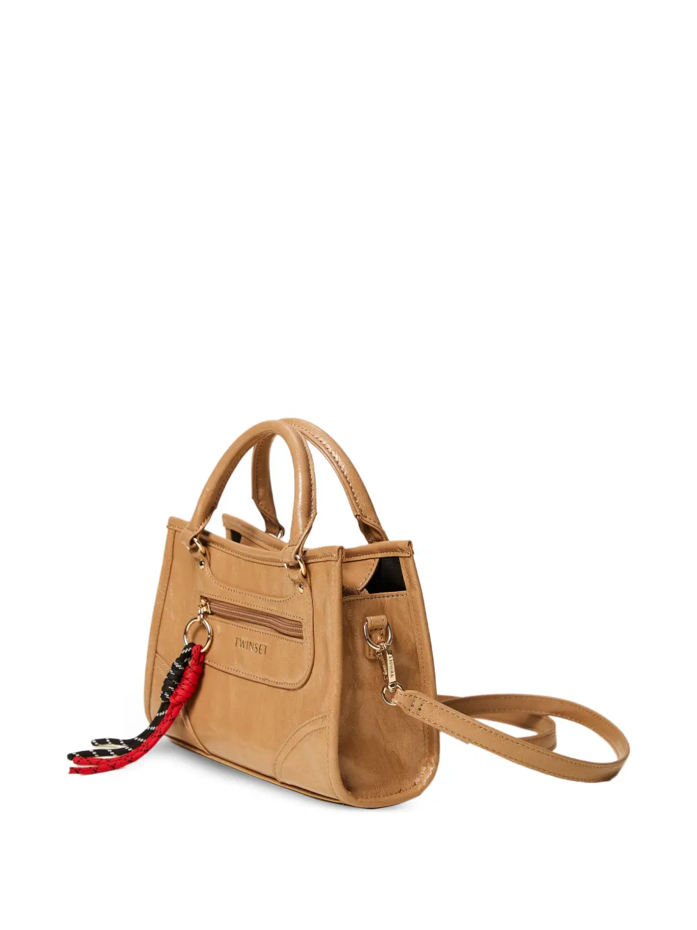 TWINSET Kids Schoudertas met logo-reliëf en kwastje Beige