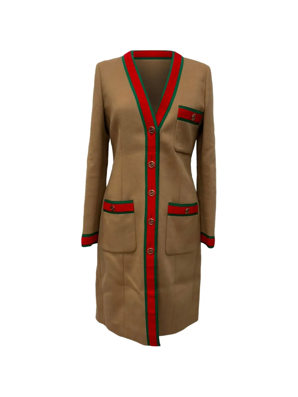Gucci Pre-Owned GG Web single-breasted coat - Braun