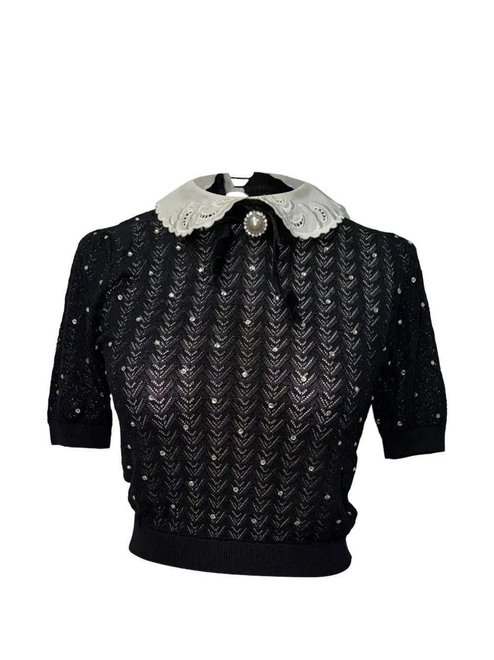 Alessandra Rich 2020s crystal-embellished knitted top - Nero
