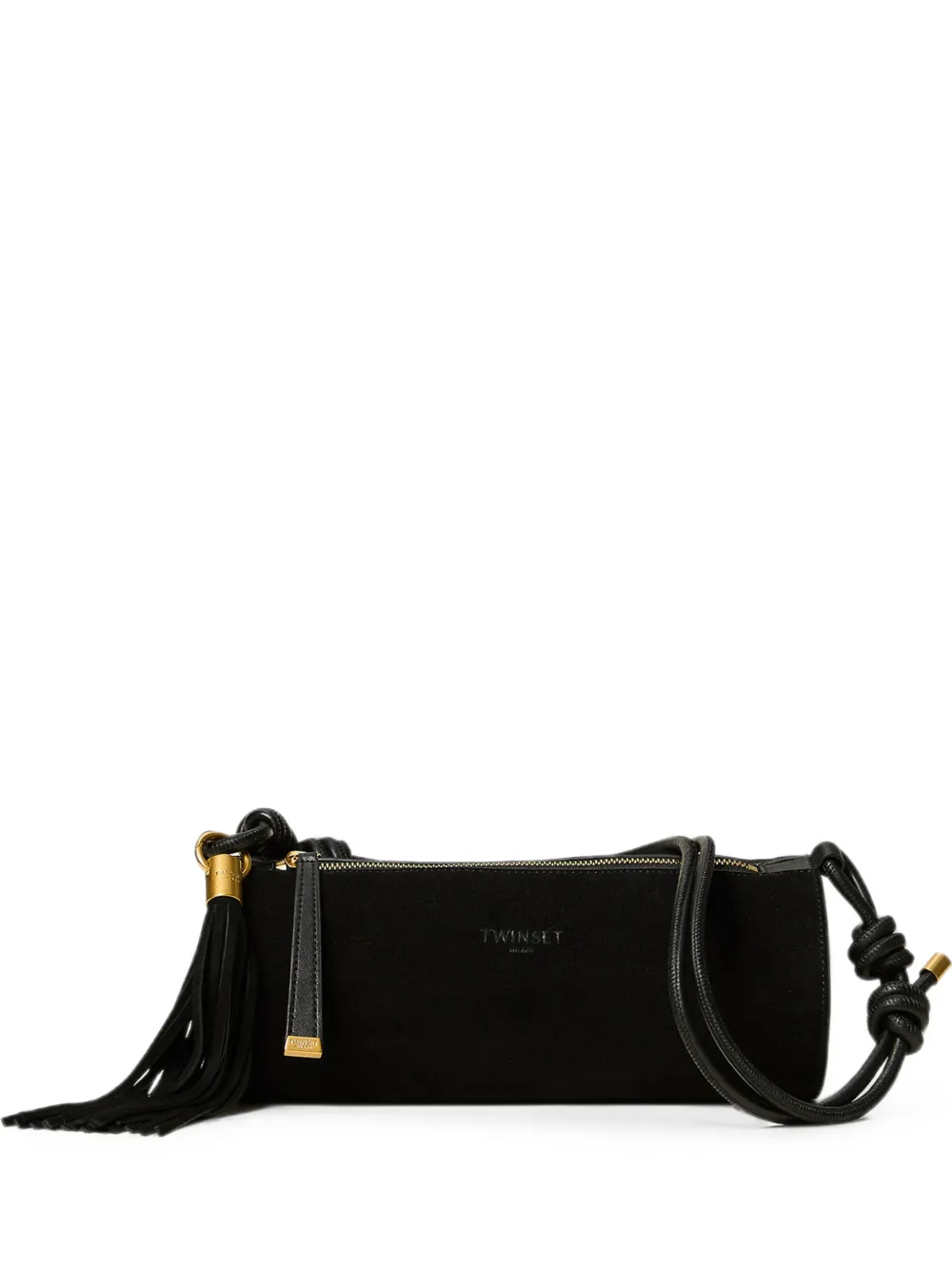 TWINSET suede cylinder bag with tassel - Nero