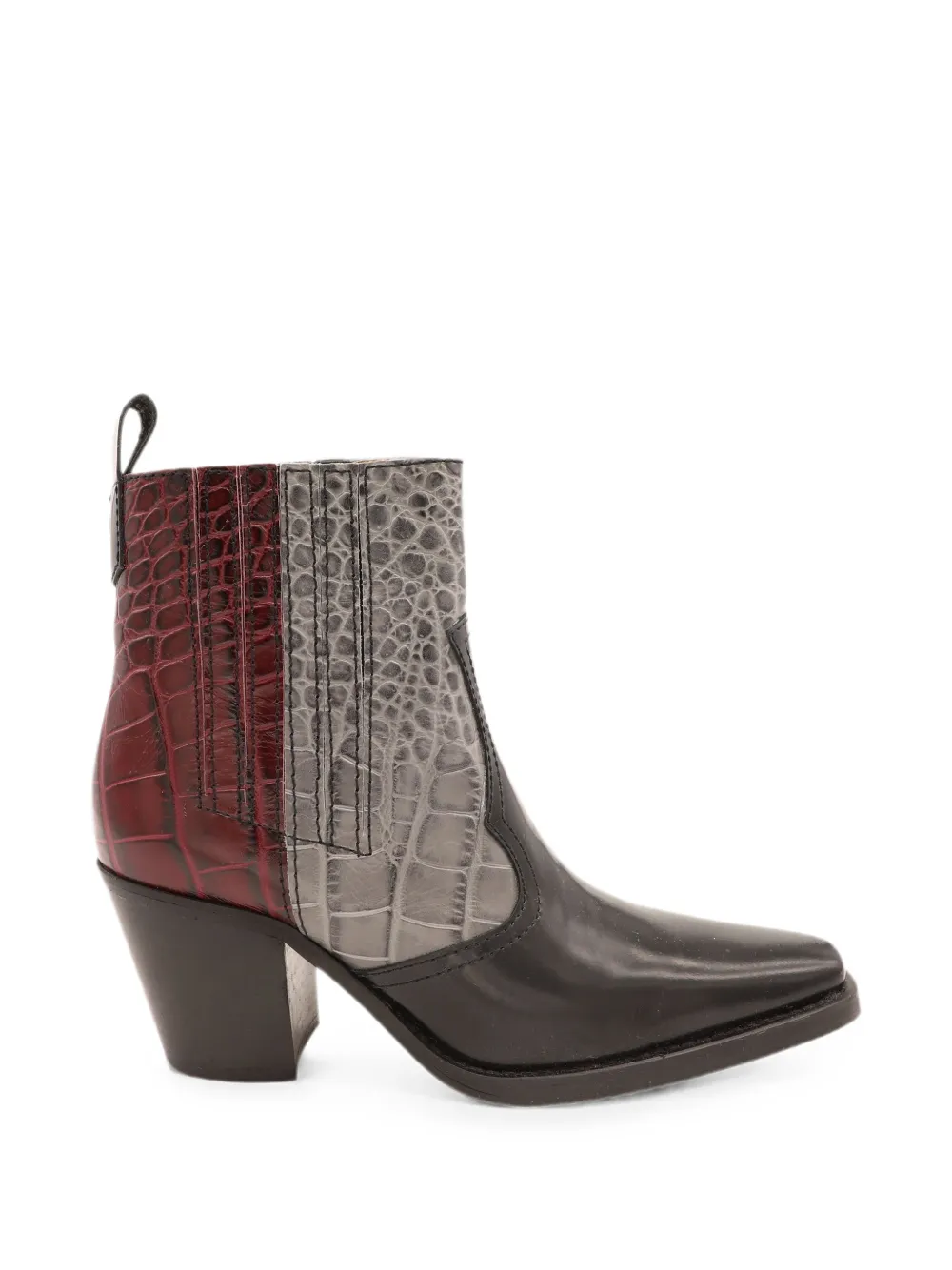 GANNI crocodile-effect ankle boots - Schwarz