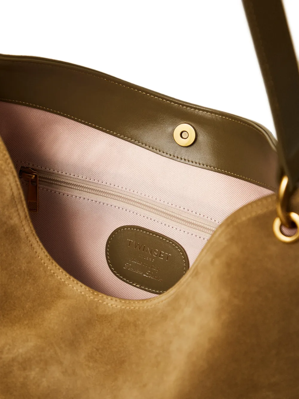 TWINSET Ronde suède schoudertas Beige