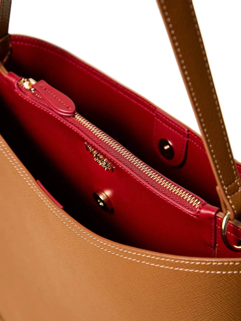 TWINSET Bucket-tas met saffiano-effect en vlakken Bruin