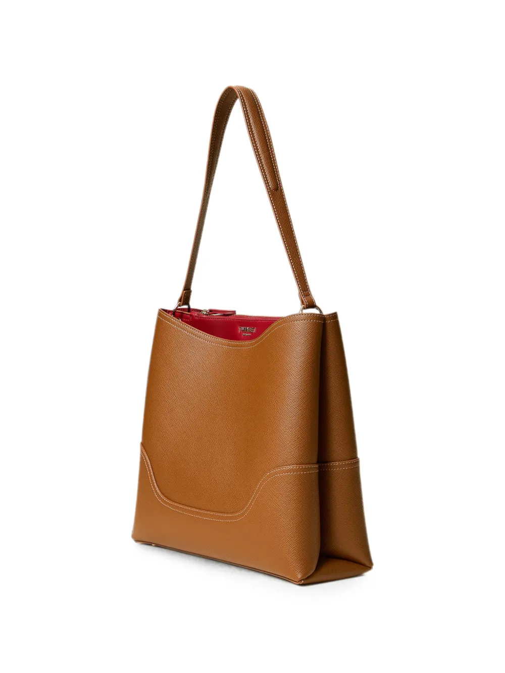 TWINSET Bucket-tas met saffiano-effect en vlakken Bruin