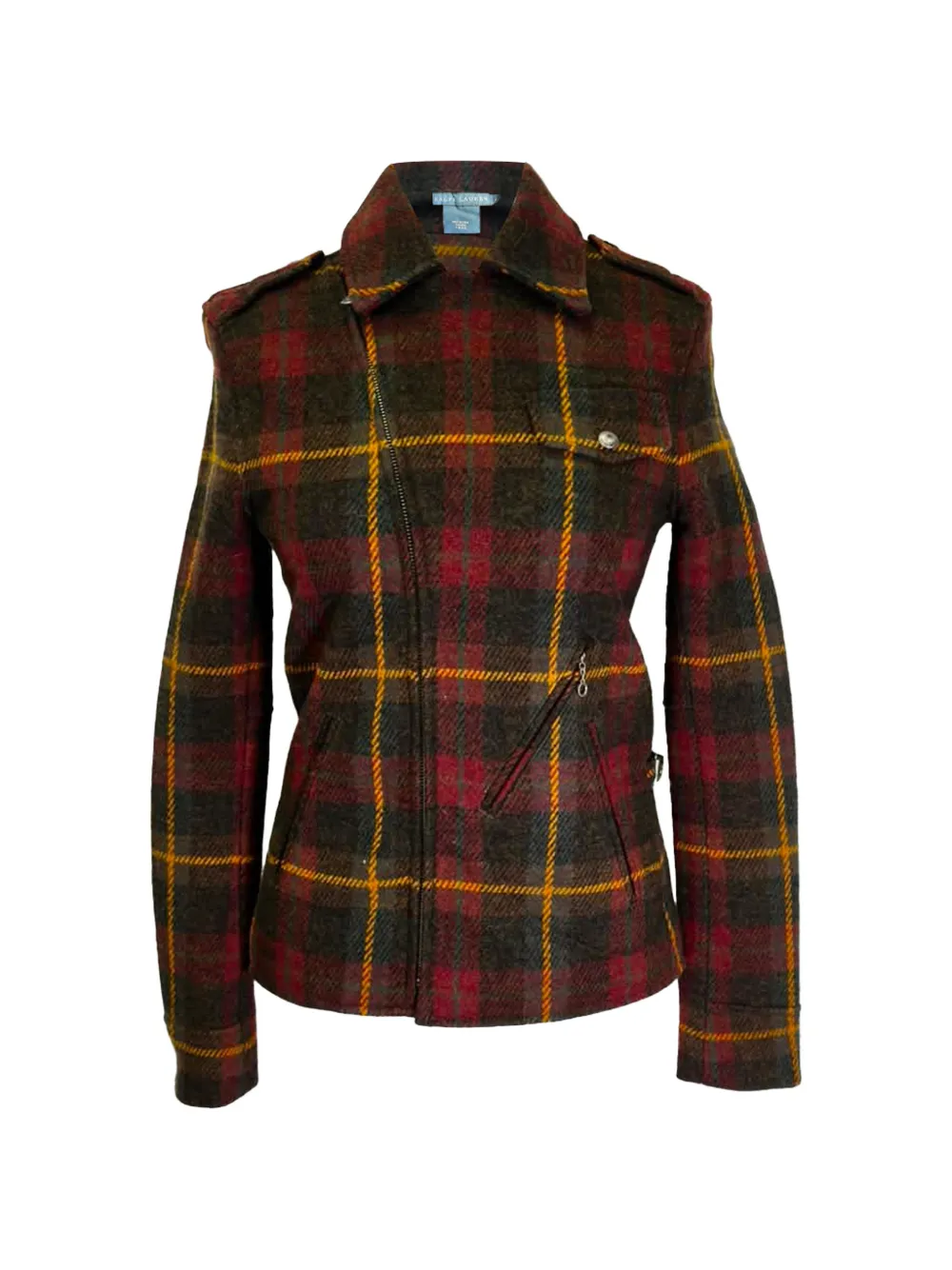 Ralph Lauren Vintage Tartan Plaid biker jacket - Grün