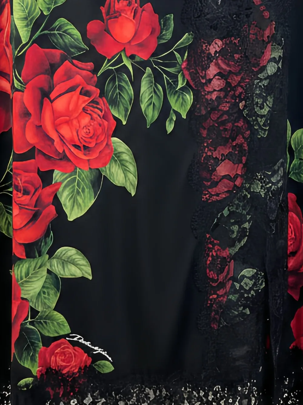 Dolce & Gabbana Rok met kanten afwerking en roosprint Zwart