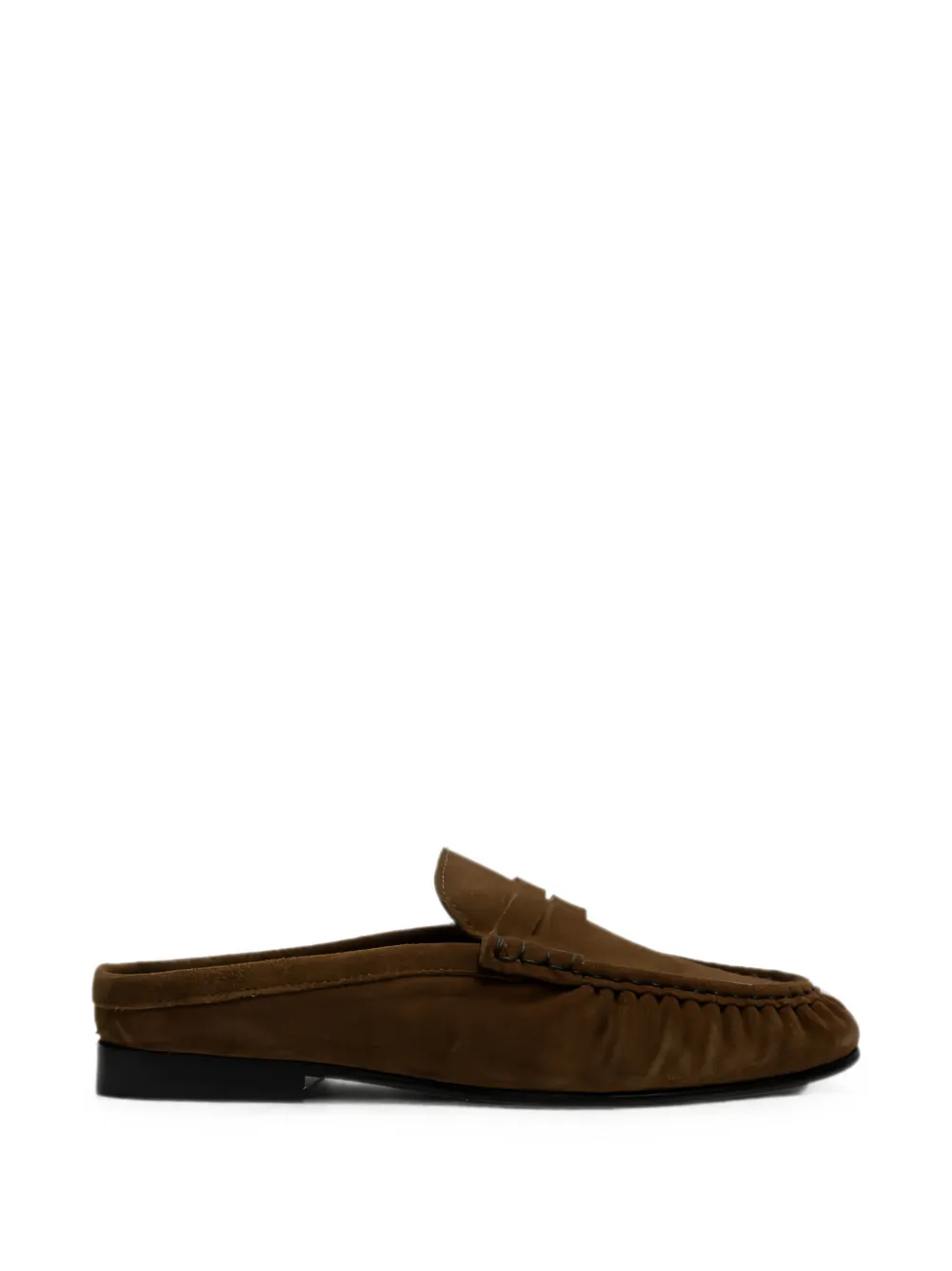 Posa Mules penny in pelle scamosciata - Marrone