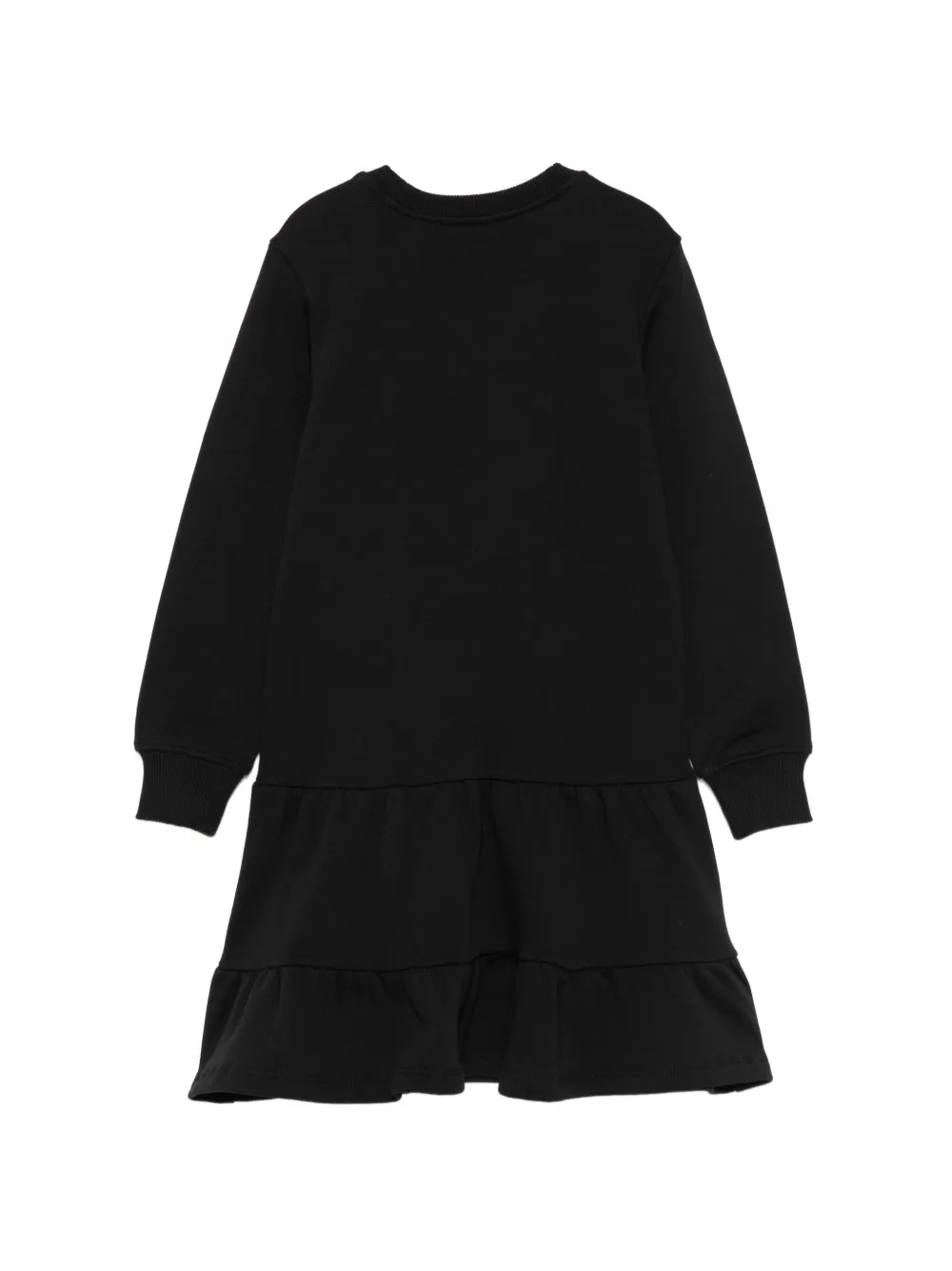 Moschino Kids Jurk met logoprint en ruches Zwart