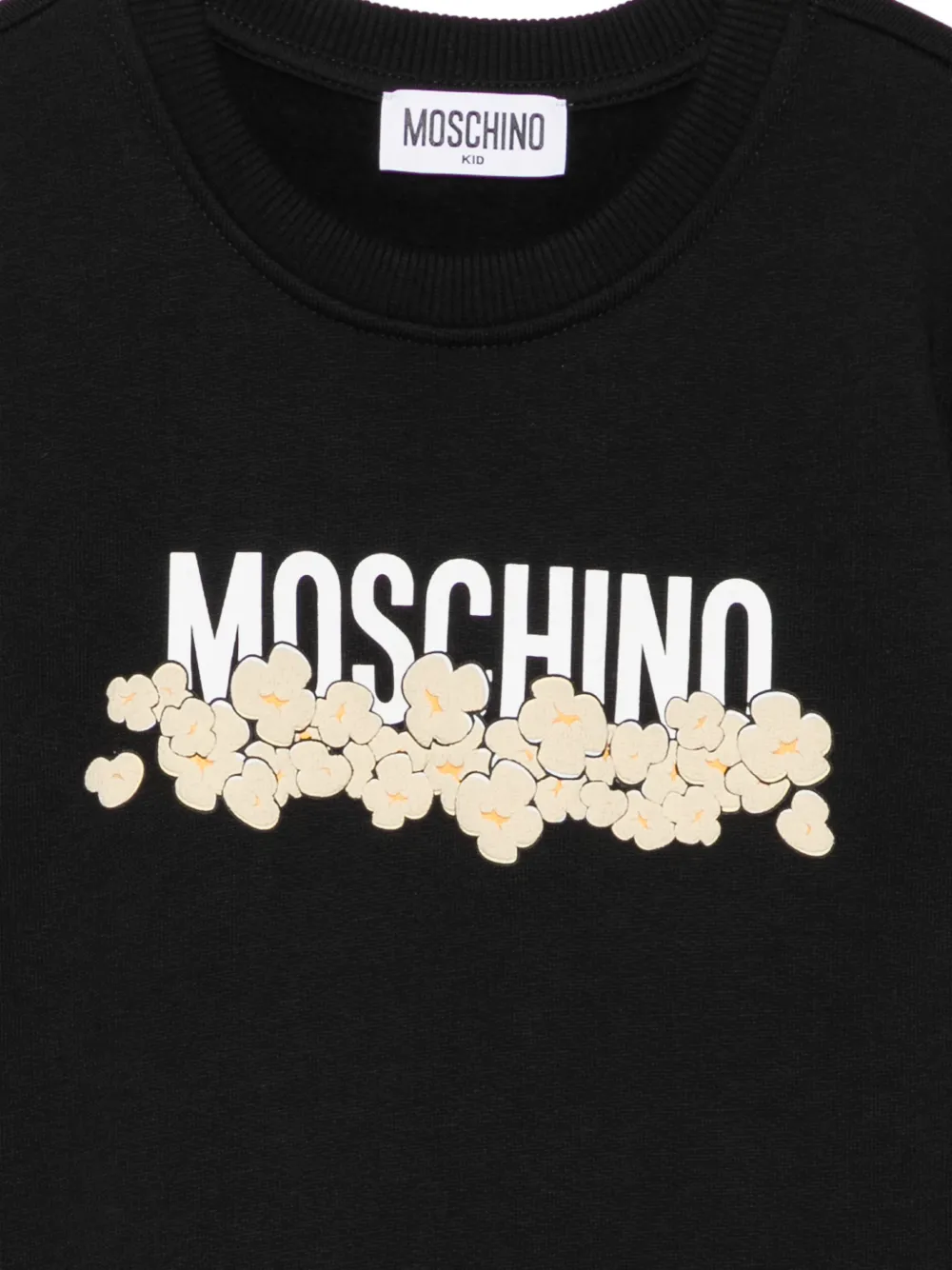 Moschino Kids Jurk met logoprint en ruches Zwart