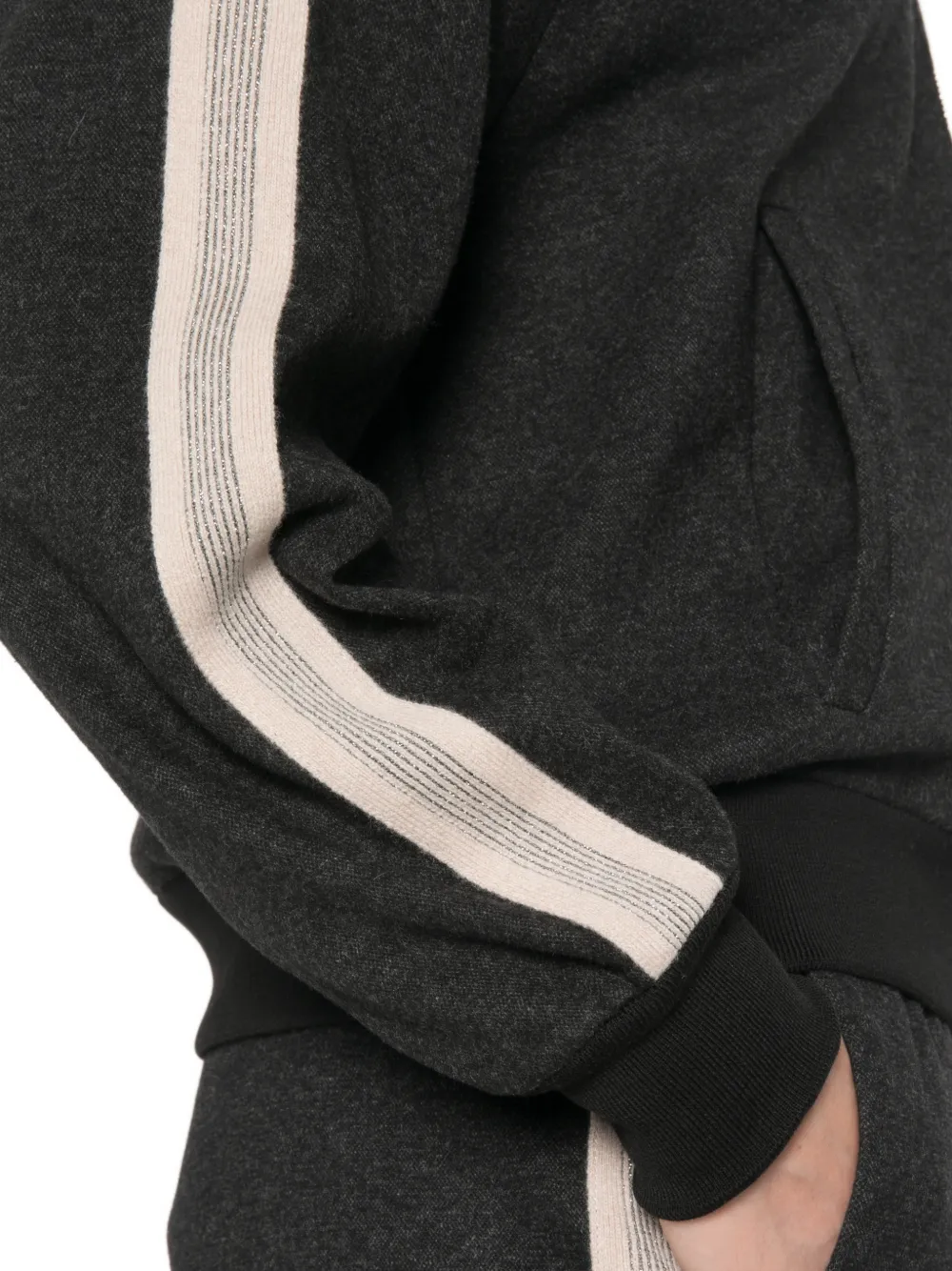 Peserico Sweater met ritssluiting en zijstreep Grijs