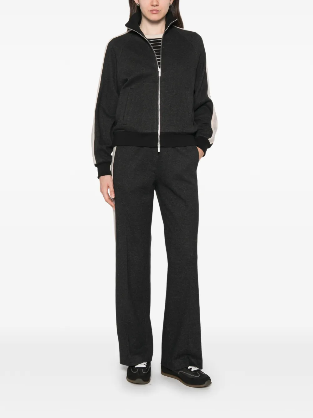 Peserico Sweater met ritssluiting en zijstreep Grijs