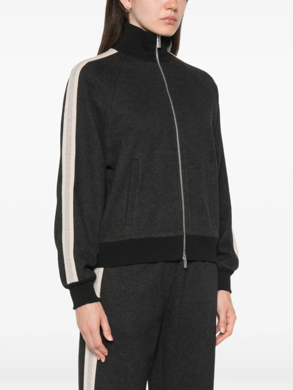 Peserico Sweater met ritssluiting en zijstreep Grijs