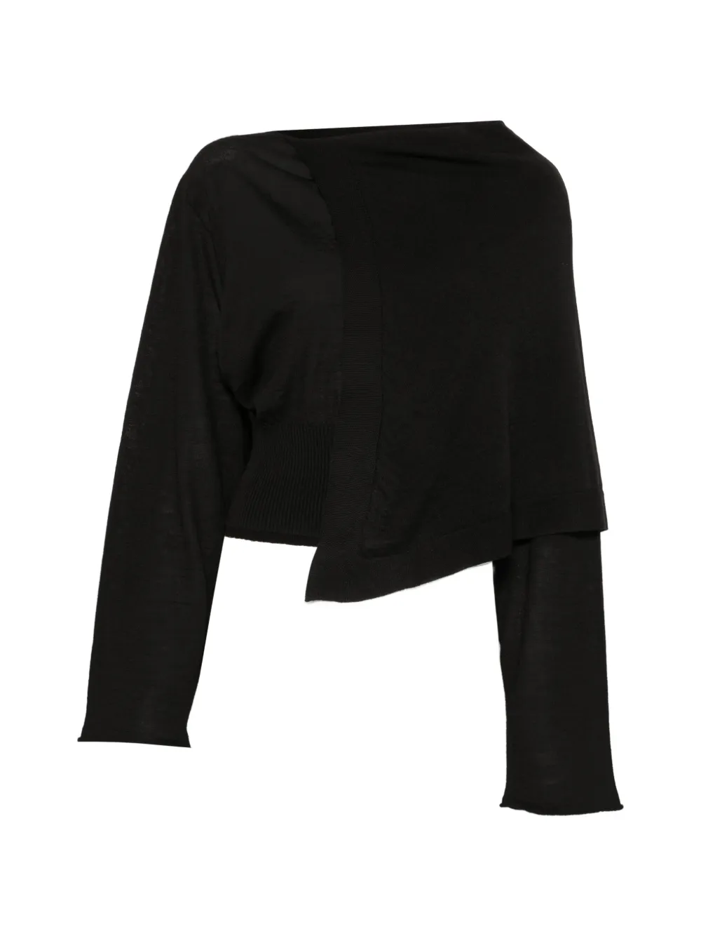 Rick Owens asymmetric draped sweater - Nero