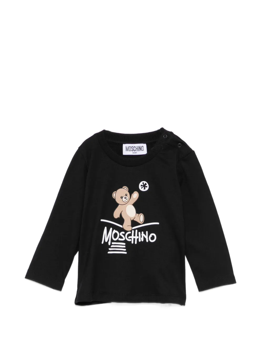 Moschino Kids Teddy Bear logo-print T-shirt - Nero