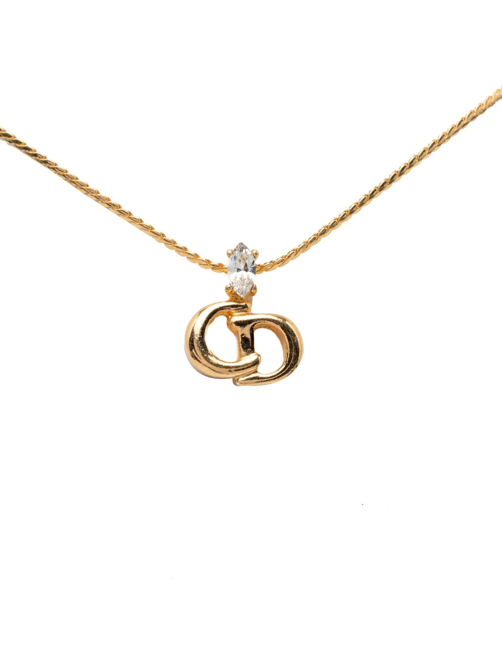 Christian Dior Pre-Owned 2000-2006 Gold Plated Strass CD Logo Pendant Necklace costume necklace - Oro