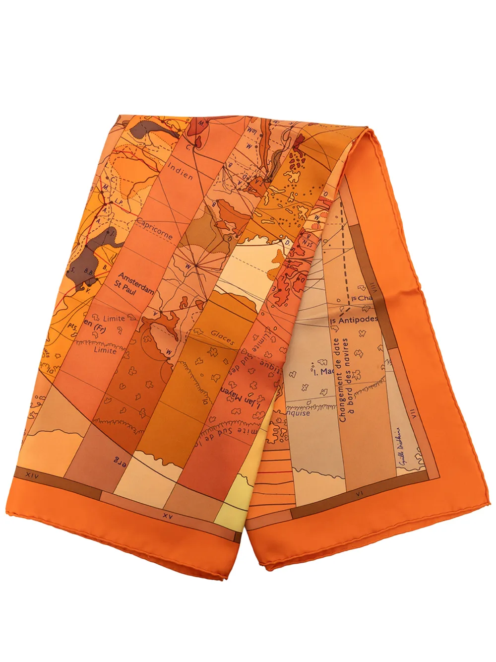Hermès Pre-Owned 2000-2026 Le Monde Est Vaste Silk Scarf 90 scarves - Arancione
