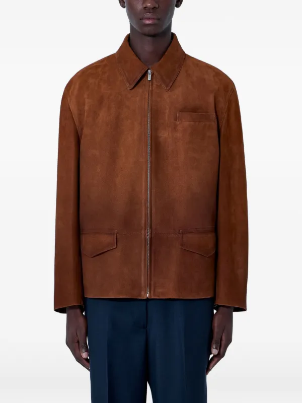 Miu Miu Suede Zip-fastening Jacket in Brown