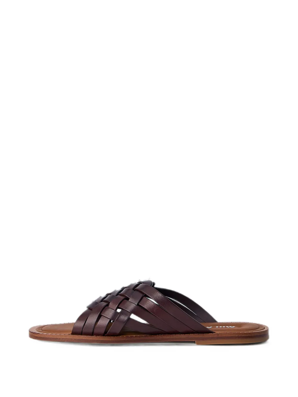 Miu woven leather sandals Bruin