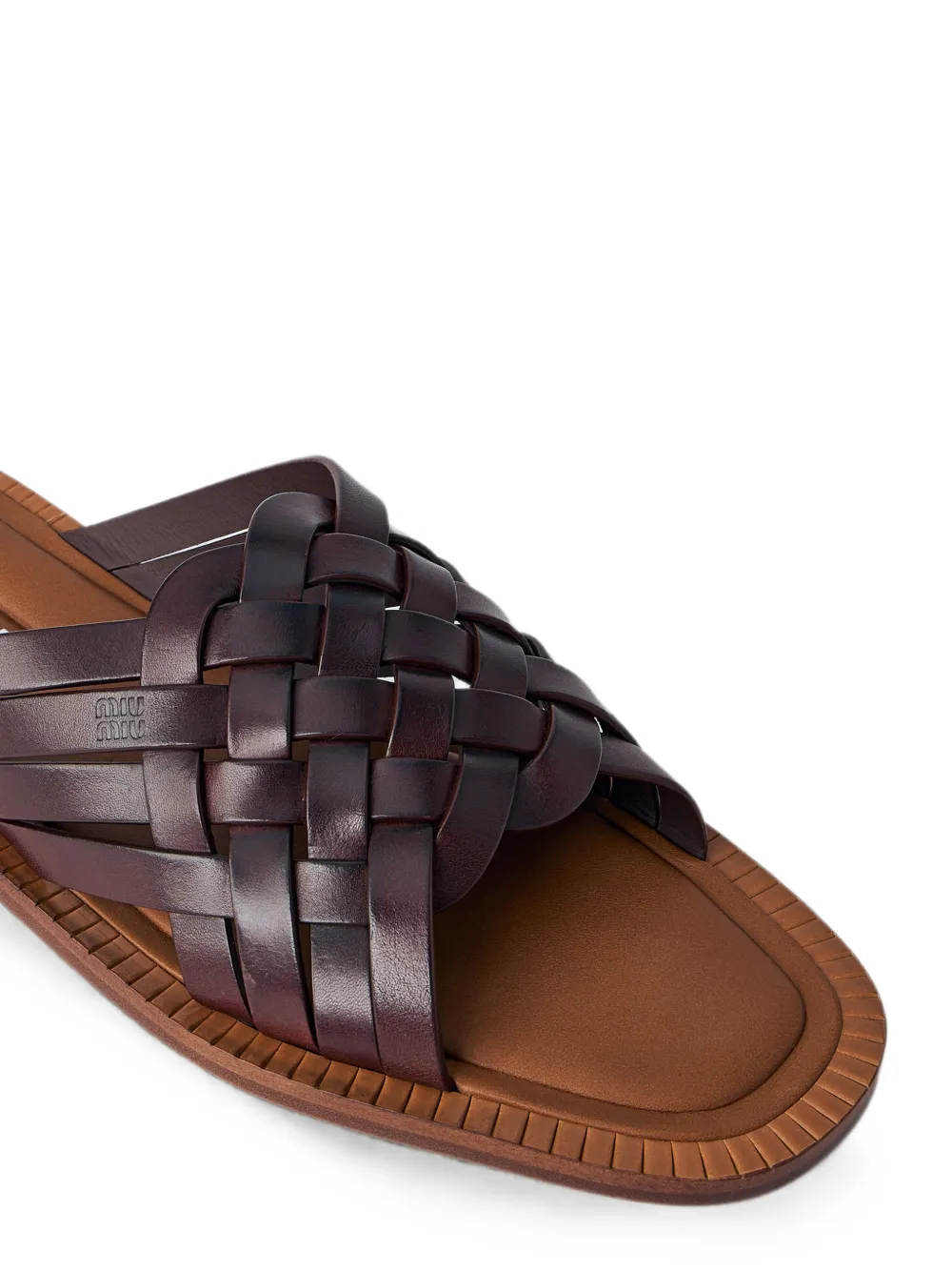 Miu woven leather sandals Bruin