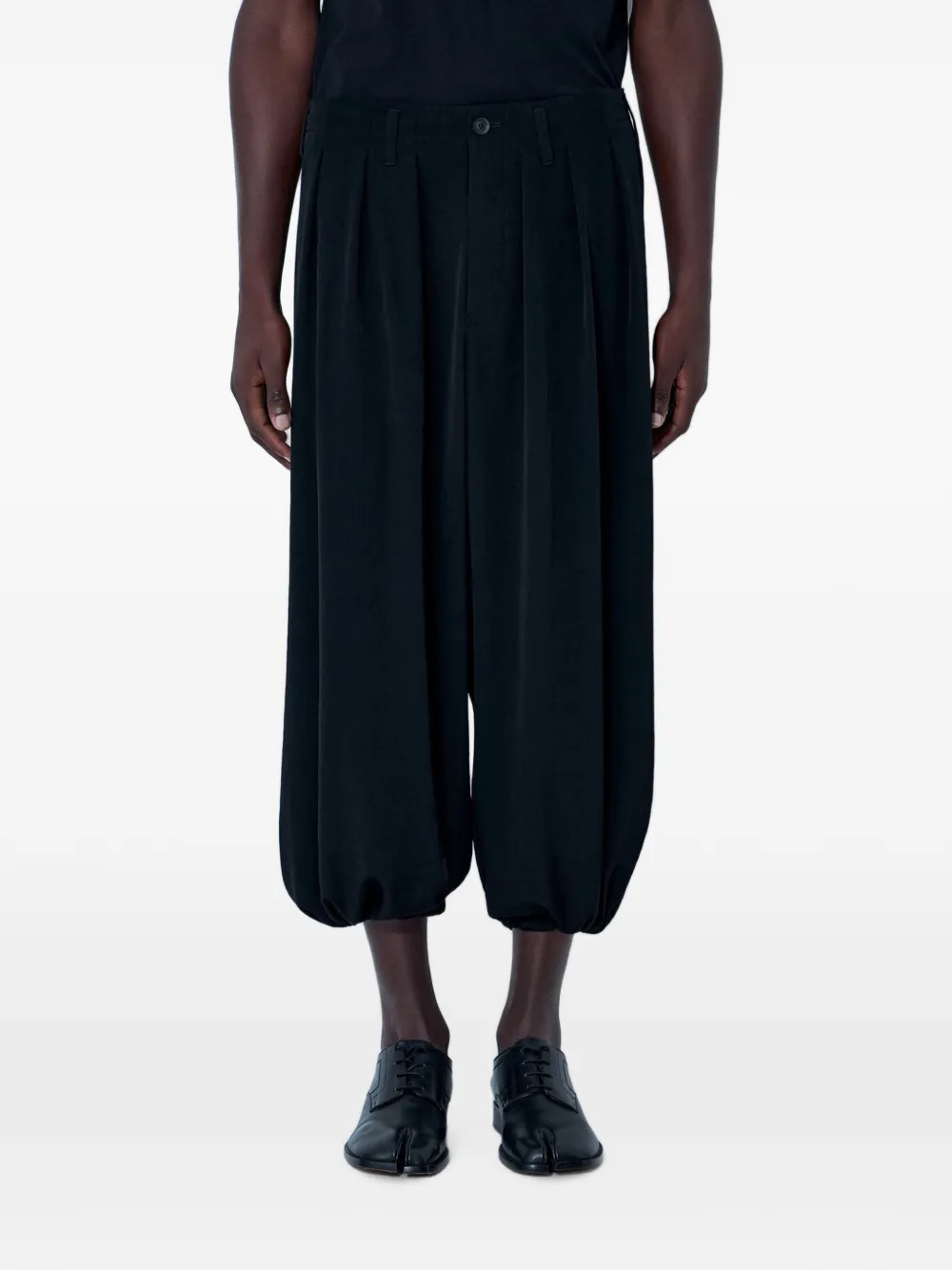 Yohji Yamamoto pleated drop-crotch trousers - Nero