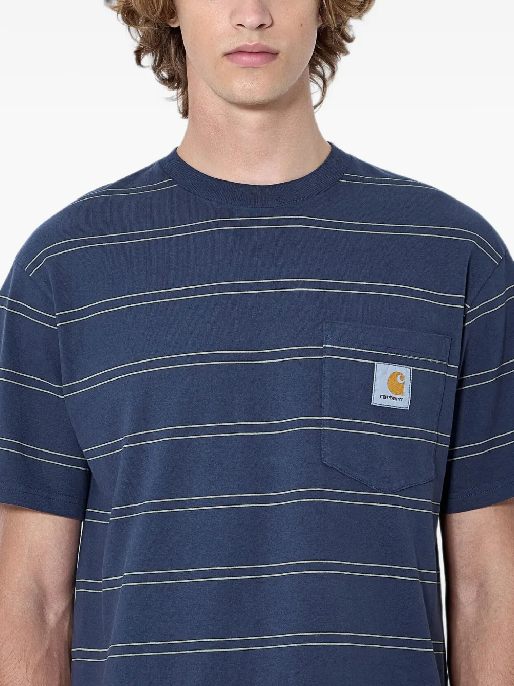 Carhartt WIP Bert Pocket gestreept T-shirt met borstzak Blauw