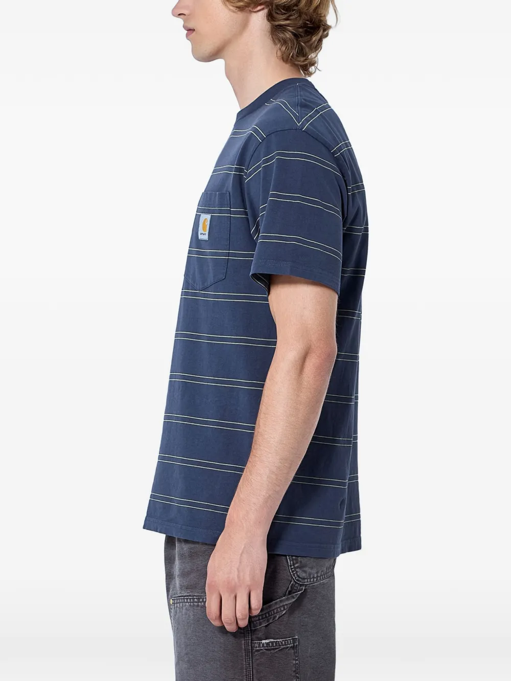 Carhartt WIP Bert Pocket gestreept T-shirt met borstzak Blauw