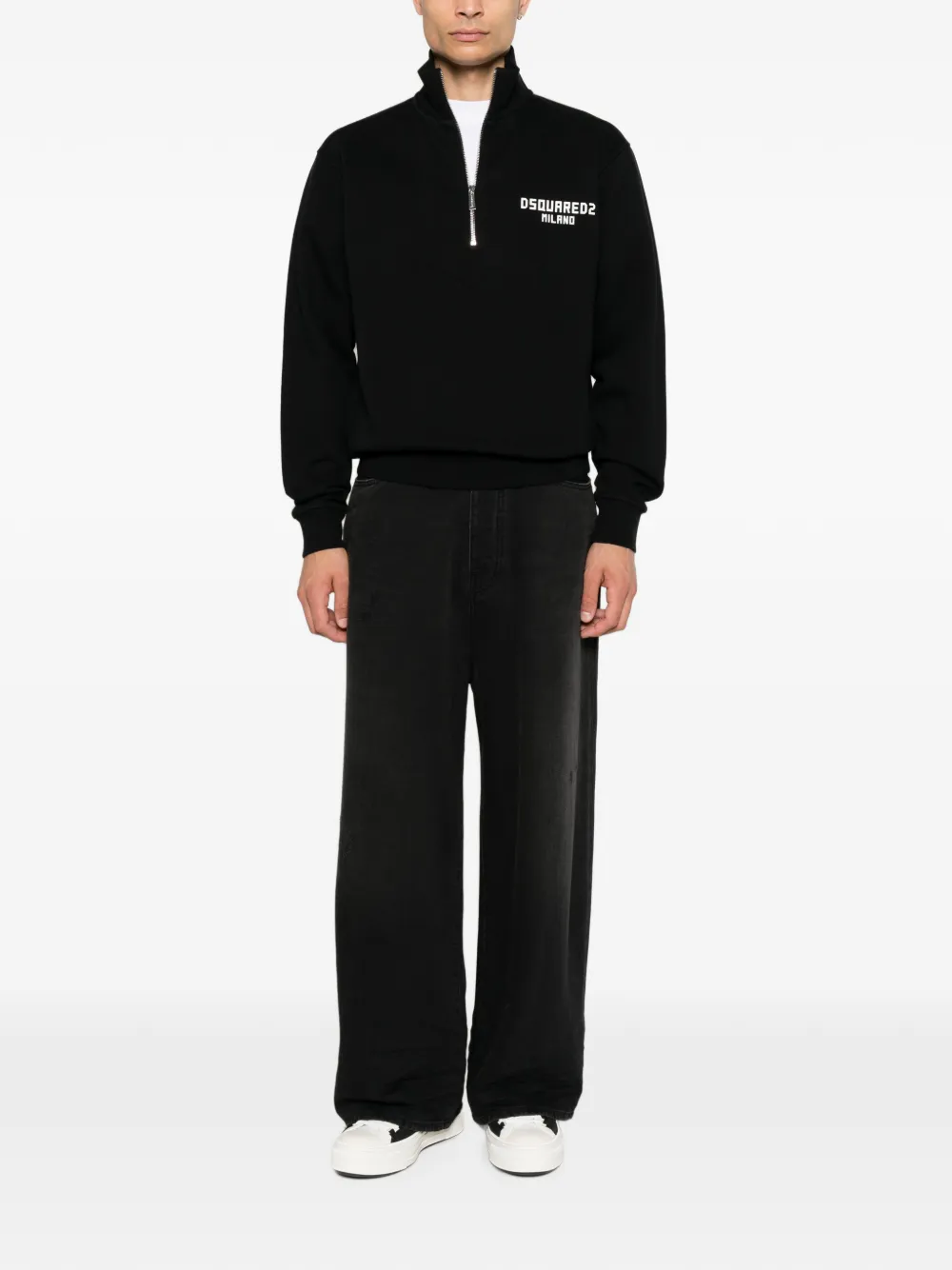 DSQUARED2 Sweater met halve rits Zwart