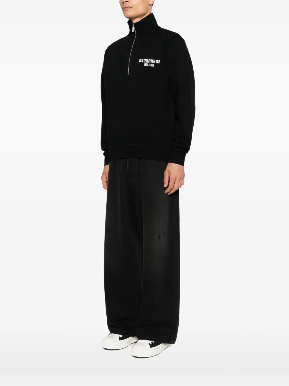 DSQUARED2 Sweater met halve rits Zwart